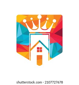 Diseño del logotipo vectorial de Home King. Diseño creativo del logotipo del hogar y del vector de la corona.