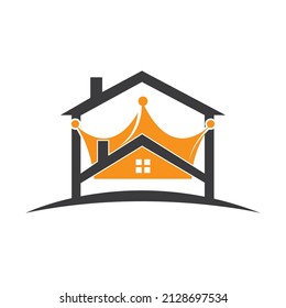 Home king vector logo design. Creative home and crown vector logo design concept.	