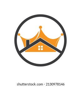 Home king vector logo design. Creative home and crown vector logo design concept.	
