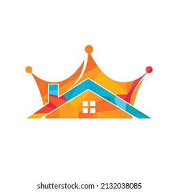 Home king vector logo design. Creative home and crown vector logo design concept.	