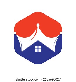 Home king vector logo design. Creative home and crown vector logo design concept.	