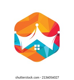 Home king vector logo design. Creative home and crown vector logo design concept.	