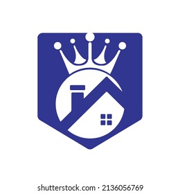 Home king vector logo design. Creative home and crown vector logo design concept.	