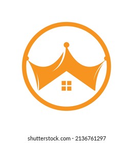 Home king vector logo design. Creative home and crown vector logo design concept.	