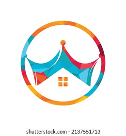 Home king vector logo design. Creative home and crown vector logo design concept.	