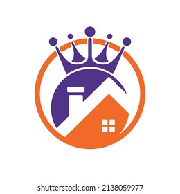 Home king vector logo design. Creative home and crown vector logo design concept.	