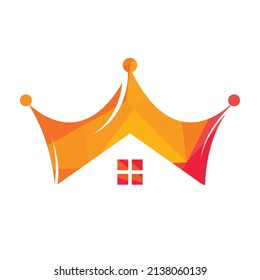 Home king vector logo design. Creative home and crown vector logo design concept.	