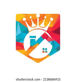 Home king vector logo design. Creative home and crown vector logo design concept.	