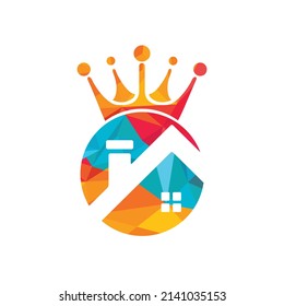 Home king vector logo design. Creative home and crown vector logo design concept.	