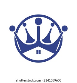Home king vector logo design. Creative home and crown vector logo design concept.	