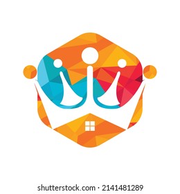 Home king vector logo design. Creative home and crown vector logo design concept.	