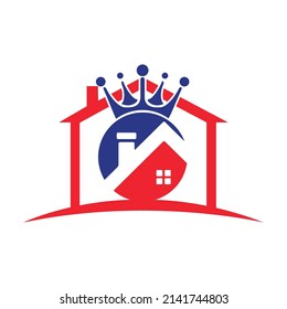 Diseño del logotipo vectorial de Home King. Diseño creativo del logotipo del hogar y del vector de la corona.	