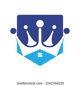 Diseño del logotipo vectorial de Home King. Diseño creativo del logotipo del hogar y del vector de la corona.	