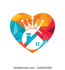 Diseño del logotipo vectorial de Home King. Diseño creativo del logotipo del hogar y del vector de la corona.	