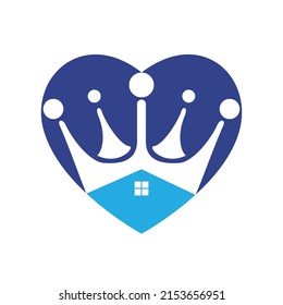 Home king vector logo design. Creative home and crown vector logo design concept.	