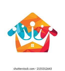 Diseño del logotipo vectorial de Home King. Diseño creativo del logotipo del hogar y del vector de la corona.	