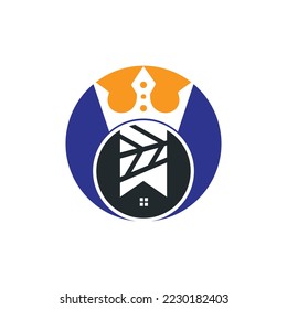 Diseño del logotipo vectorial de Home King. Diseño creativo del logotipo del hogar y del vector de la corona.	