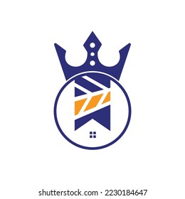 Home king vector logo design. Creative home and crown vector logo design concept.	