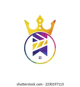 Diseño del logotipo vectorial de Home King. Diseño creativo del logotipo del hogar y del vector de la corona.	
