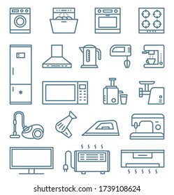 Home Kitchen Appliances Outline Isolated Icons Stock Vector (Royalty ...