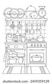 Home Kitchen Coloring Book For Adults And Children