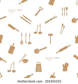 home kitchen cooking utensils seamless pattern eps10