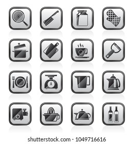 home kitchen equipment icons - vector icon set