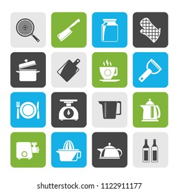home kitchen equipment icons - vector icon set