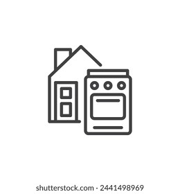 Home and Kitchen items line icon. Kitchen stove linear style sign for mobile concept and web design. Household and kitchenware outline vector icon. Symbol, logo illustration. Vector graphics