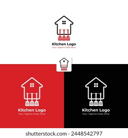 Home kitchen logo with cooking utensil spatula