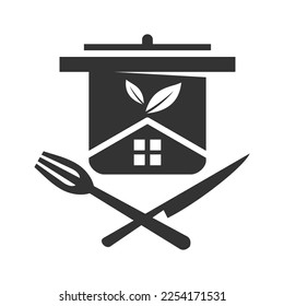 Plantilla de logotipo de cocina doméstica Icono Ilustración Identidad de marca.Ilustración aislada e ilustración plana. Gráfico vectorial