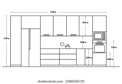 home kitchen plan interior design outline drawing