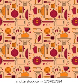 Home kitchen seamless geometric pattern . Kitchen and home decoration series.