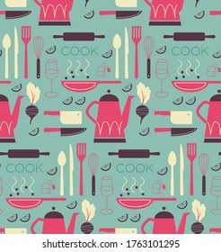 Home kitchen seamless geometric pattern . Kitchen and home decoration series.