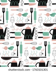 Home kitchen seamless geometric pattern . Kitchen and home decoration series.