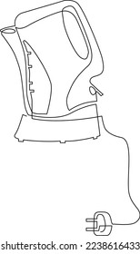 Home kitchen utensils. Electric kettle for boiling and heating water. Continuous line drawing. Vector illustration