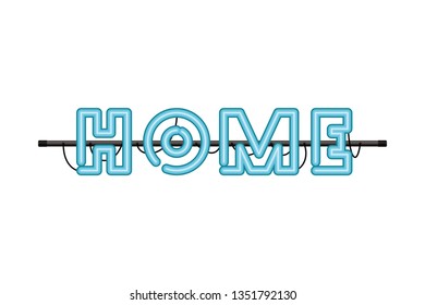 home label in neon light isolated icon