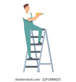 Home ladder icon cartoon vector. Air conditioner. Service system