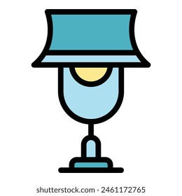 Vector de contorno de icono de lámpara de casa. Luz interior. Color plano de iluminación del soporte