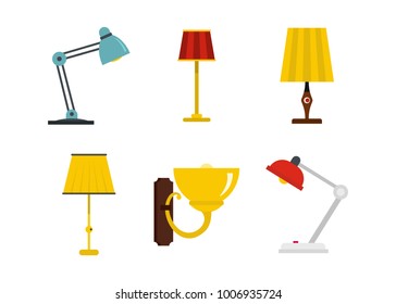 Home lamp icon set. Flat set of home lamp vector icons for web design isolated on white background