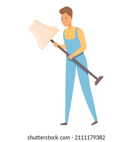 Home lamp relocation icon cartoon vector. House move. Cargo delivery