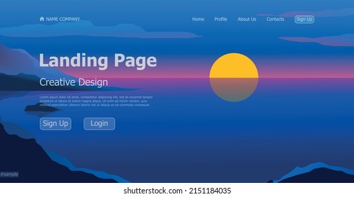 Home landing page travel nature template landing business page digital website landing page design concept - Vector illustration