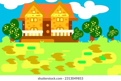 home landscape flat illustration for background, design, website, illustration, etc