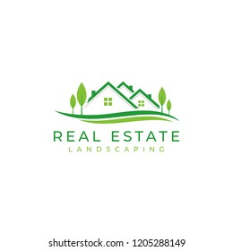 Home landscape logo, Real estate and residential logo vector