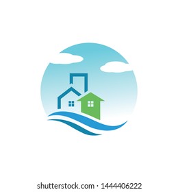 home with a landscape logo template