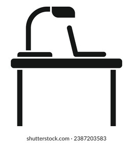 Home laptop desk icon simple vector. Online work. Corporate desk