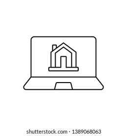 Home with laptop sign - Online house searching concept