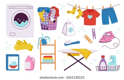 Colorful Silhouette Of Laundry Basket With Heap Of Clothes Vector