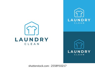 Home laundry logo design template, shirt and home concept