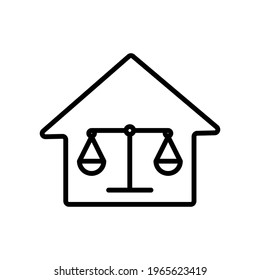 Home and law line icon. law abiding icon. Editable stroke. Design template vector